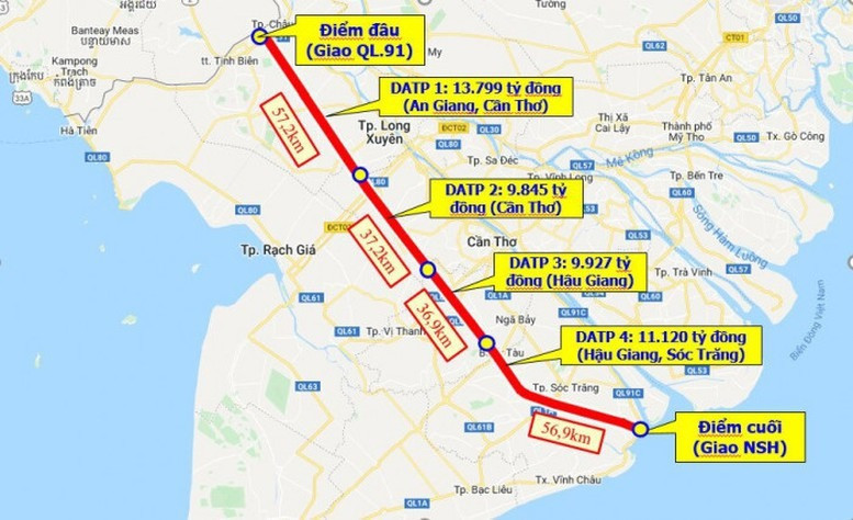 Cao tốc Châu Đốc - Cần Thơ - Sóc Trăng 45.000 tỷ: Mục tiêu thông xe vào tháng 6/2026
