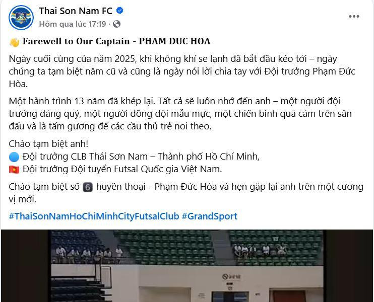 Quả bóng Vàng Phạm Đức Hòa giải nghệ: Khép lại hành trình 13 năm huyền thoại futsal
