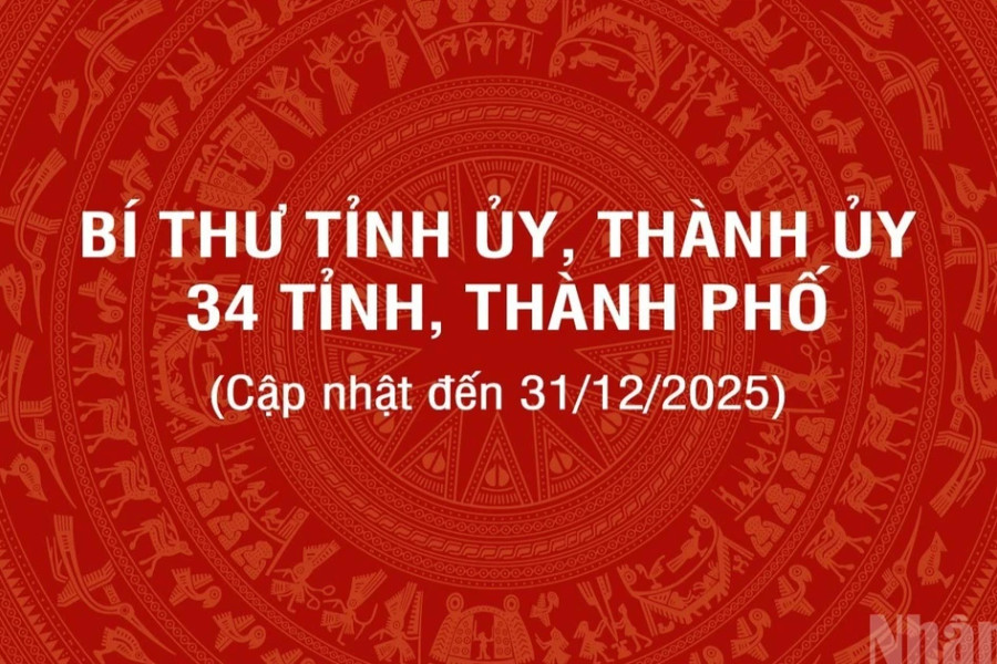 [Infographic] Các đồng chí Bí thư Tỉnh ủy, Thành ủy 34 tỉnh, thành phố, cập nhật đến ngày 31/12/2025