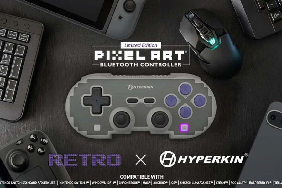Hyperkin ra mắt tay cầm Pixel Art Wireless: Thiết kế hoài cổ và cần gạt Hall Effect chống trôi