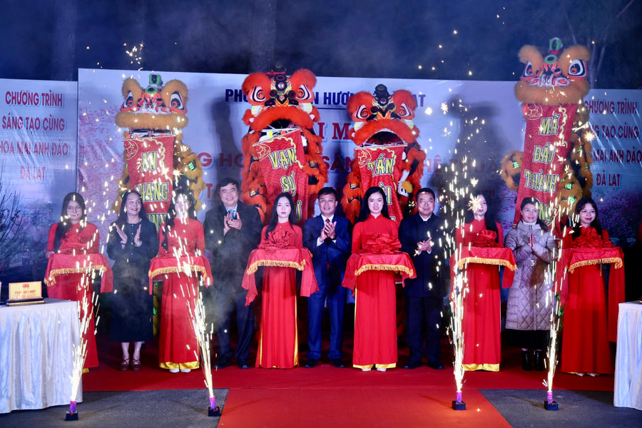 Khai mạc Đường hoa ánh sáng, nghệ thuật “Sáng tạo cùng hoa Mai Anh Đào Đà Lạt”