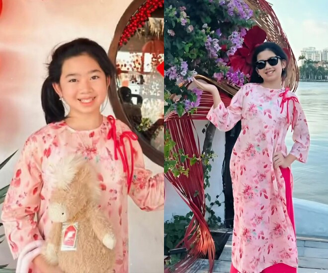 Con gái cố diễn viên Mai Phương rạng rỡ trong tà áo dài Tết ở tuổi 13