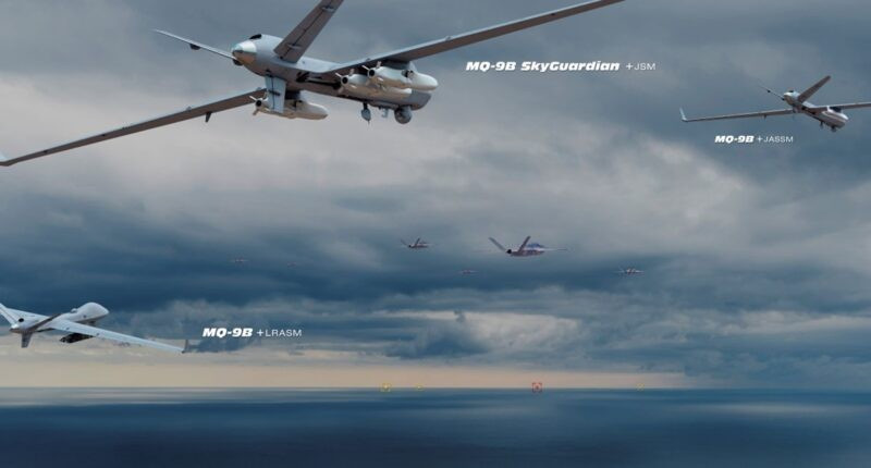 Mỹ nâng cấp drone MQ-9B với tên lửa hành trình JASSM và tên lửa chống hạm tầm xa LRASM