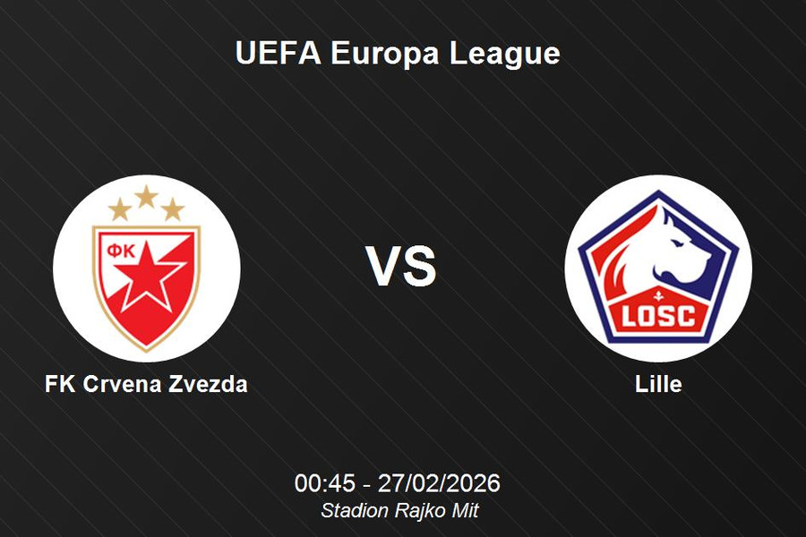 Nhận định FK Crvena Zvezda vs Lille - UEFA Europa League 00:45 ngày 27/02