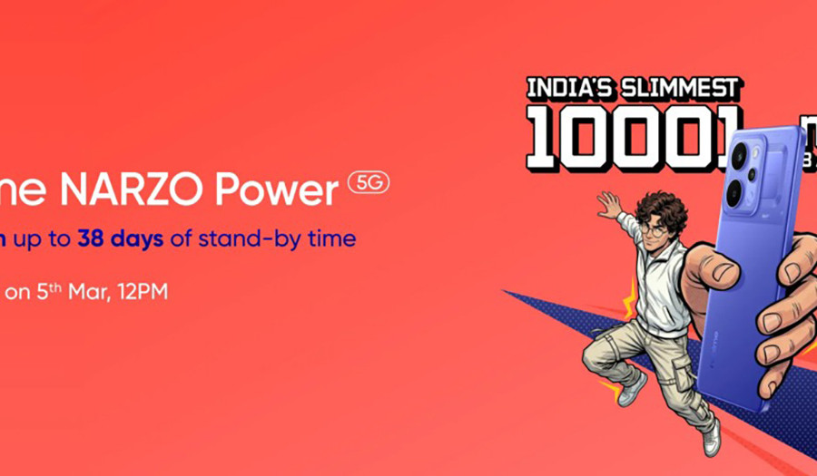 realme Narzo Power 5G ra mắt ngày 5/3: Pin 10,001mAh và màn hình siêu sáng 6500 nits