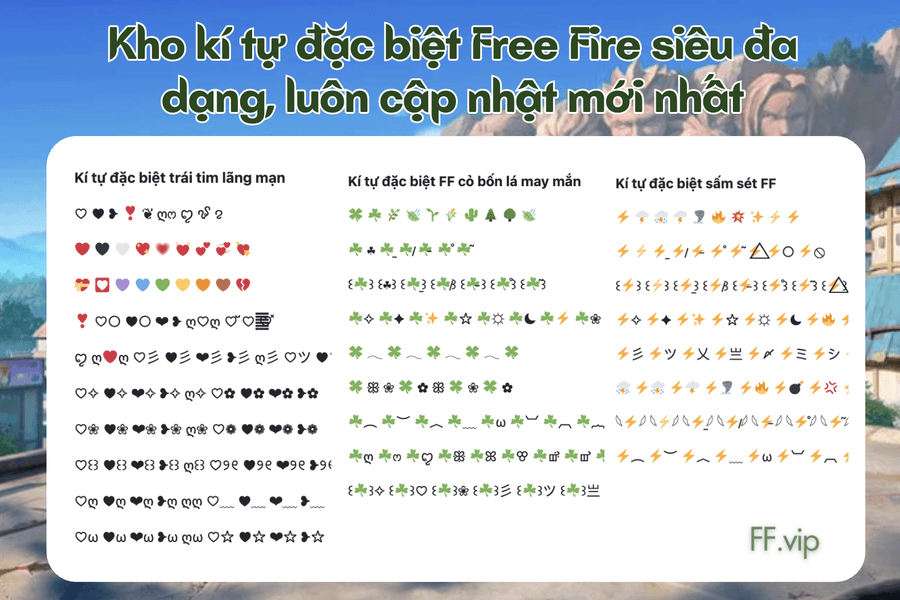 Kí Tự Đặc Biệt FF - Thiên đường kí tự đặc biệt cho game thủ Free Fire