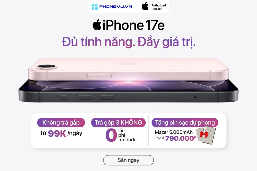 Cơ hội sở hữu iPhone 17e tại Phong Vũ với chương trình trả góp 3 không và quà tặng hấp dẫn