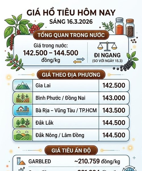 Giá tiêu tuần đến ngày 16/3: Thị trường nội địa giảm 2.000 đồng/kg, Thái Lan tăng nhập khẩu