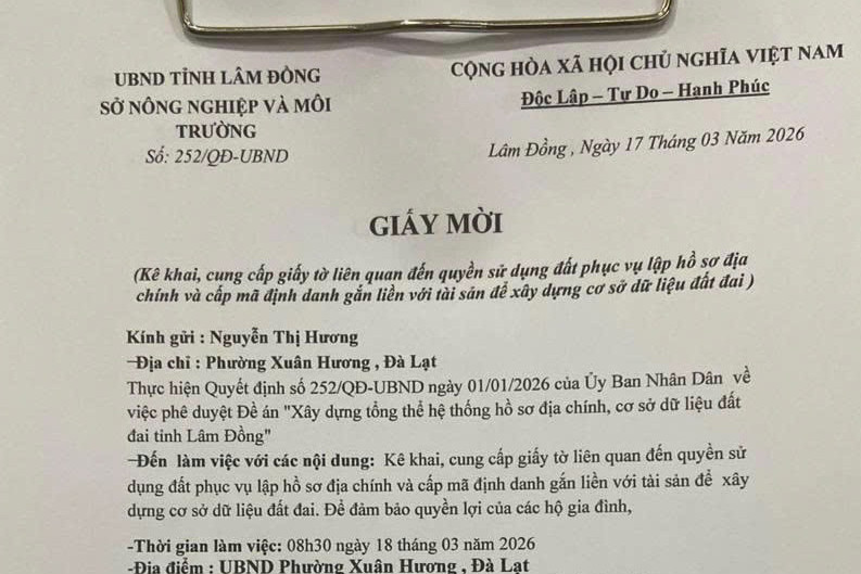 Cảnh báo “giấy mời” giả mạo kê khai đất đai tại Đà Lạt