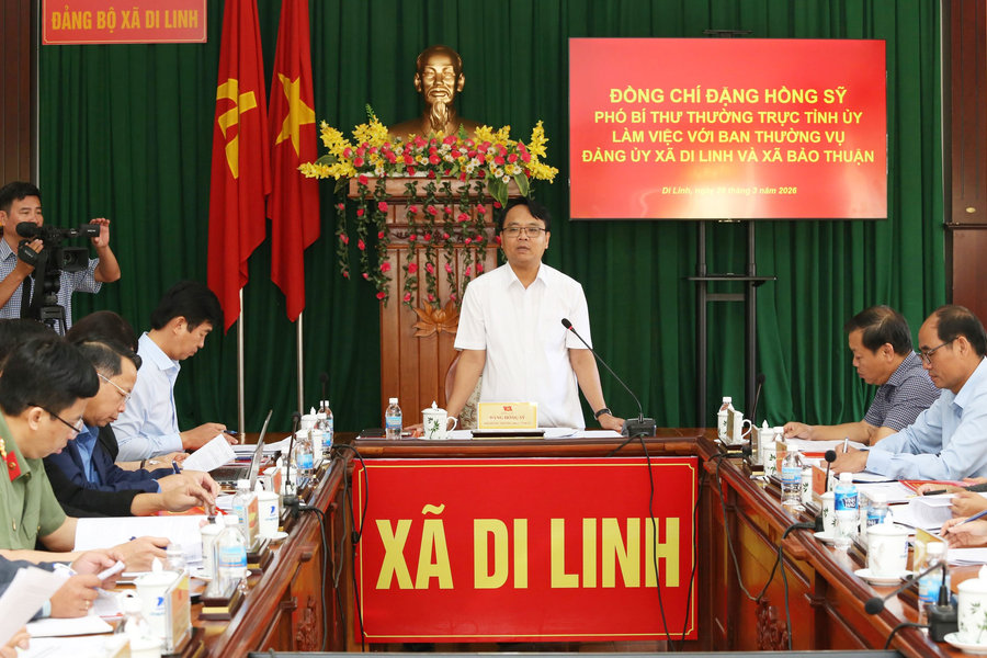 Phó Bí thư Thường trực Tỉnh ủy Lâm Đồng Đặng Hồng Sỹ làm việc với xã Di Linh và Bảo Thuận