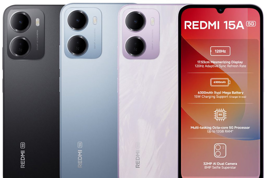 Xiaomi trình làng Redmi 15A 5G: Pin 6.300 mAh, màn hình 6,9 inch 120Hz, giá từ 3,6 triệu đồng