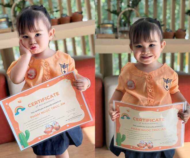 Diễn viên Kha Ly khoe bằng khen đầu đời của con gái sau 8 năm hiếm muộn