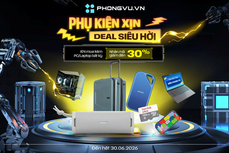 Mua PC và laptop tại Phong Vũ: Nhận ưu đãi giảm tới 30% cho loạt phụ kiện công nghệ chính hãng