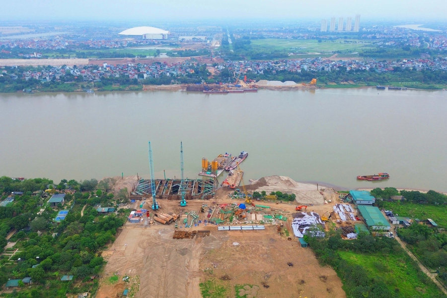 Tiến độ dự án cầu Tứ Liên: Hà Nội bàn giao 90% mặt bằng khu vực trụ cầu chính