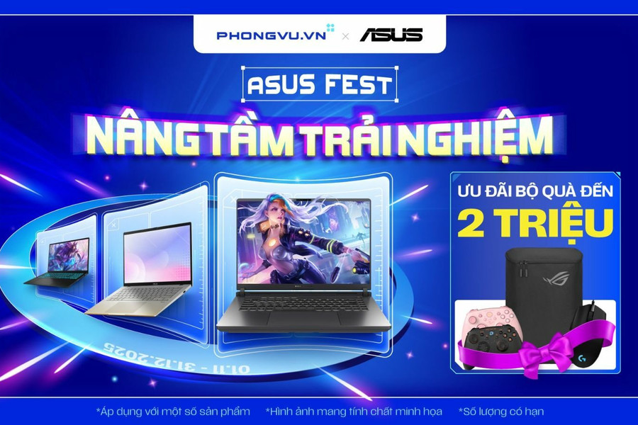 ASUS Fest tại Phong Vũ: Mua laptop nhận ngay bộ quà tặng trị giá 1,9 triệu đồng