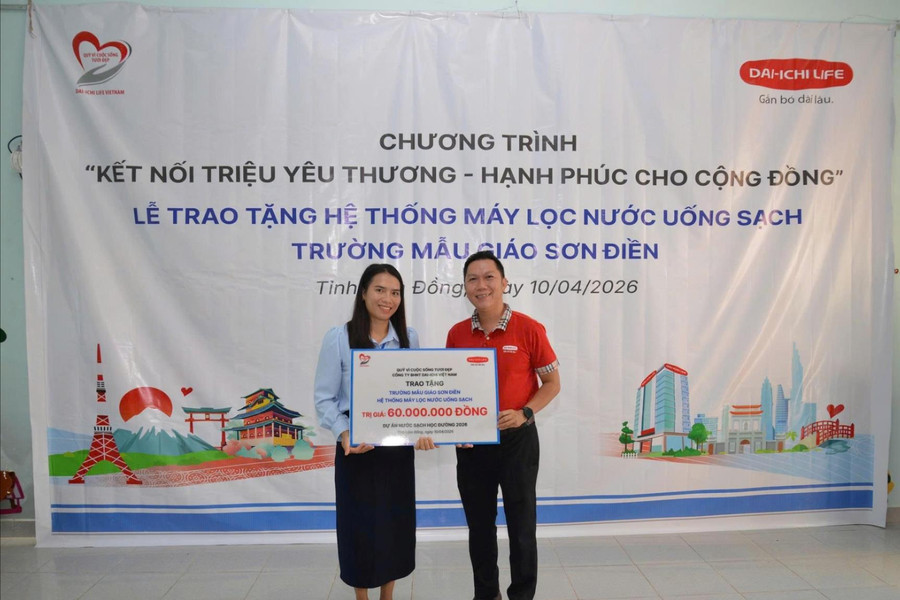 Nước sạch học đường: Dai-ichi Life trao 15 hệ thống trên toàn quốc