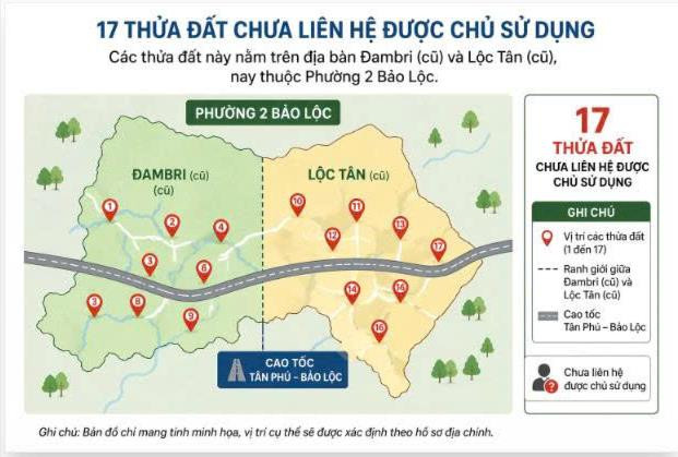 Phường 2 Bảo Lộc tìm chủ sử dụng 17 thửa đất phục vụ dự án cao tốc Tân Phú – Bảo Lộc