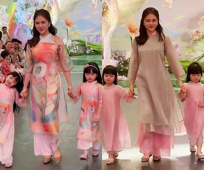 Cặp song sinh nhà Vân Trang gây ấn tượng khi lần đầu trình diễn thời trang