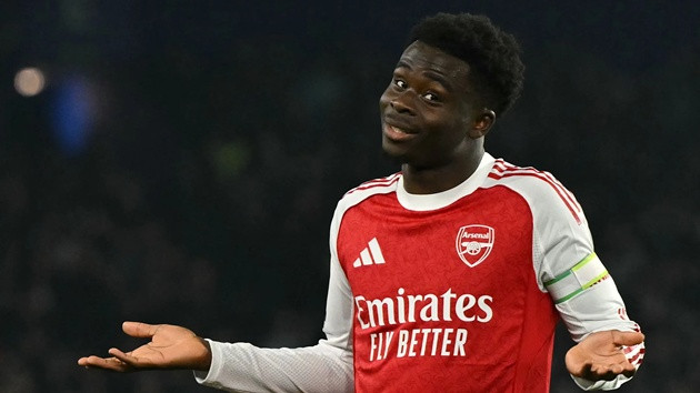 Thống kê báo động: Arsenal sụt giảm phong độ xuống tầm trung khi vắng Bukayo Saka