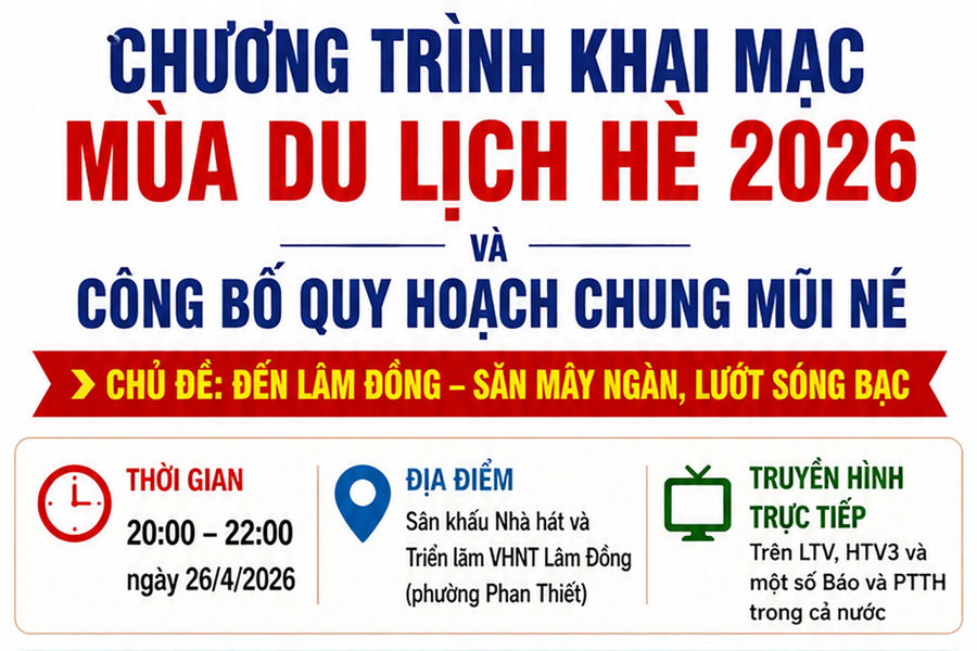 Sự kiện điểm nhấn của du lịch Lâm Đồng năm 2026 diễn ra vào tối 26/4