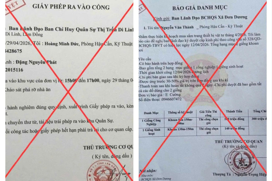 Cảnh báo giả mạo văn bản ban chỉ huy quân sự xã để lừa đảo