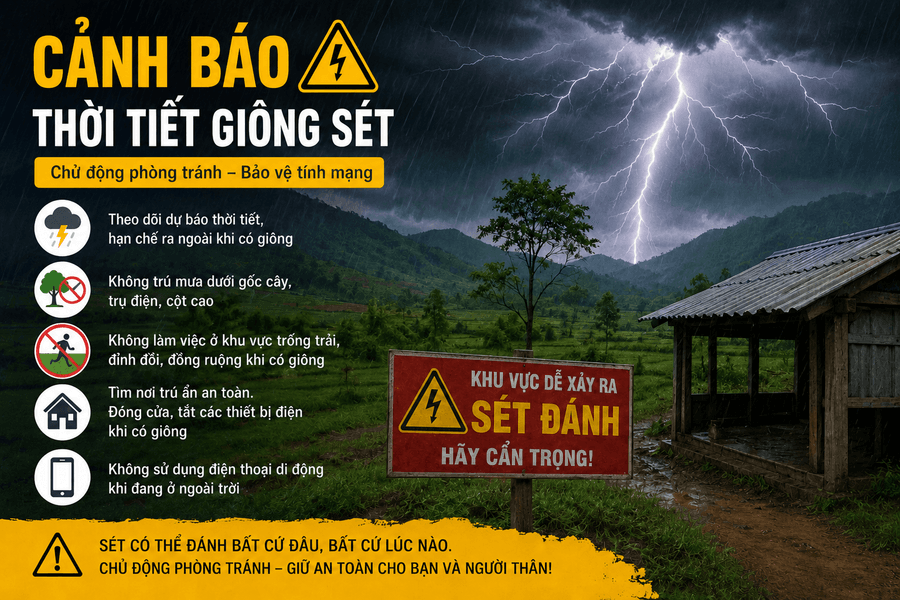 Một người tử vong nghi do sét đánh ở xã Quảng Trực