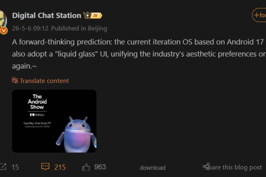 Xiaomi HyperOS 4 lột xác với giao diện Liquid Glass mới trên nền tảng Android 17