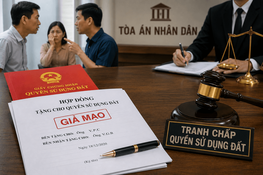 Từ hợp đồng giả tặng cho đất đến tranh chấp thật