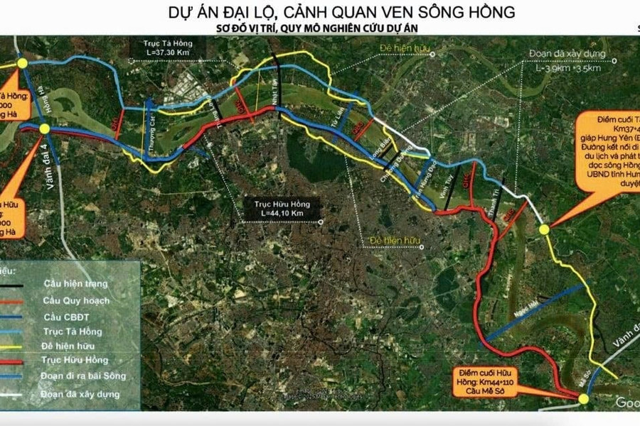 Hà Nội phê duyệt Trục đại lộ cảnh quan sông Hồng: Vốn đầu tư 736.963 tỷ đồng