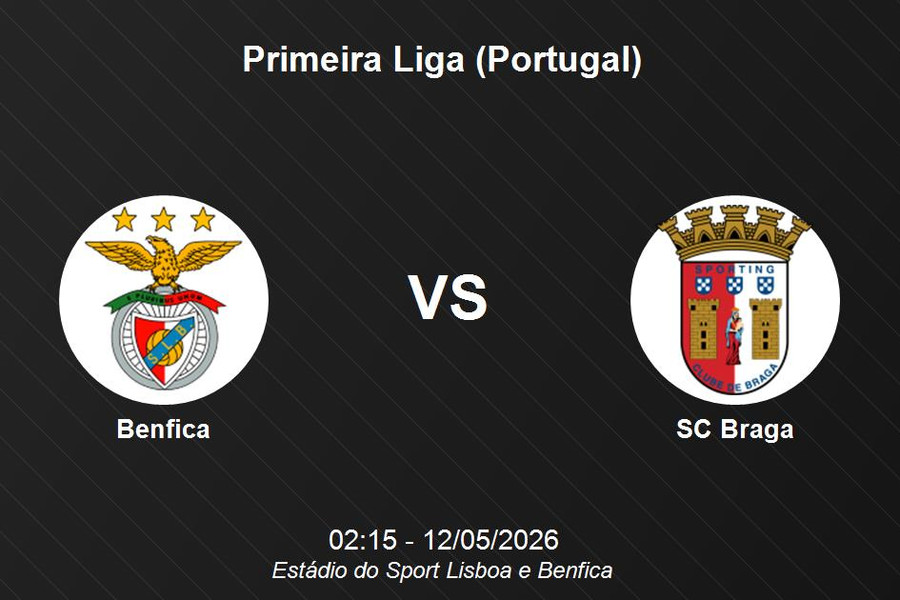 Nhận định Benfica vs SC Braga - Đại chiến bảo vệ chuỗi bất bại tại Primeira Liga
