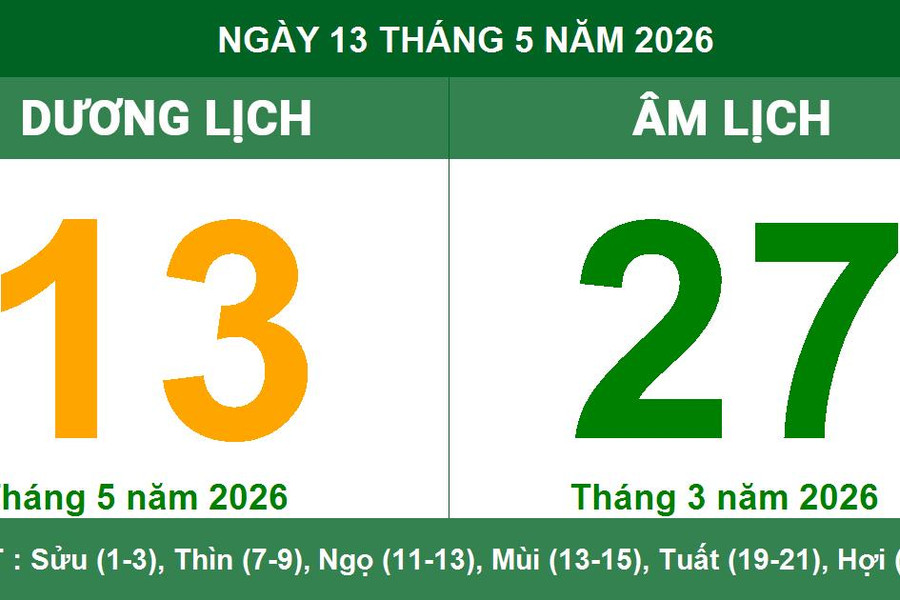 Lịch Âm Dương ngày 13/05/2026: Ngày Tiểu Cát mang lại nhiều cát lành