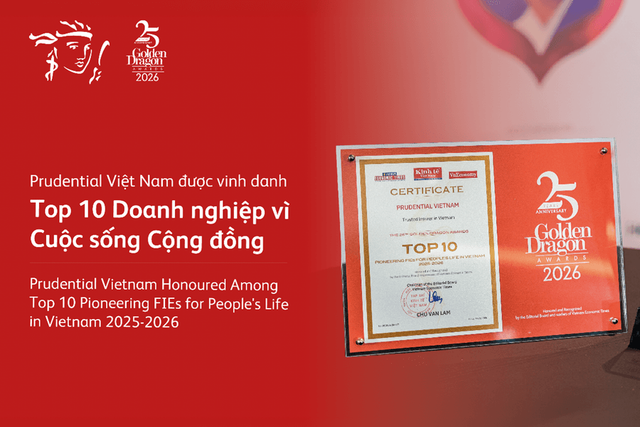 Uy tín được khẳng định qua thời gian: Prudential tiếp tục được vinh danh tại Giải thưởng Rồng Vàng 2026
