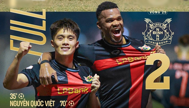 HLV Chu Đình Nghiêm ra mắt ấn tượng, Ninh Bình hạ Thanh Hóa để chiếm lĩnh top 3 V-League