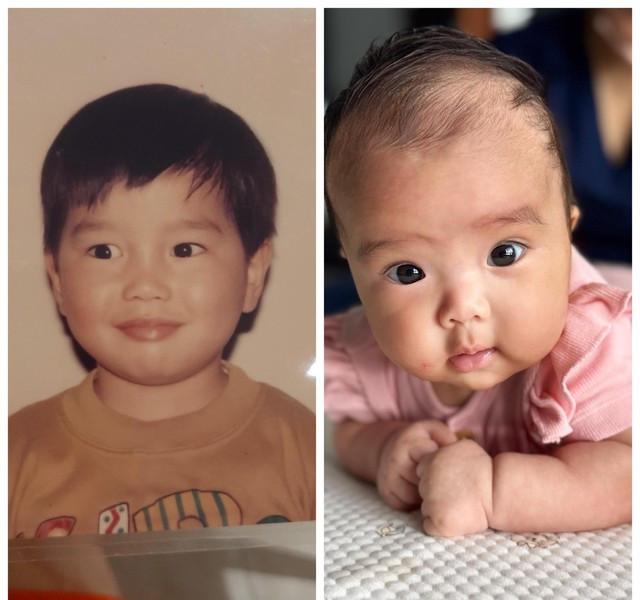 Huy Trần khoe ảnh thơ ấu so sánh với bé Gạo: Con gái Ngô Thanh Vân giống bố như đúc