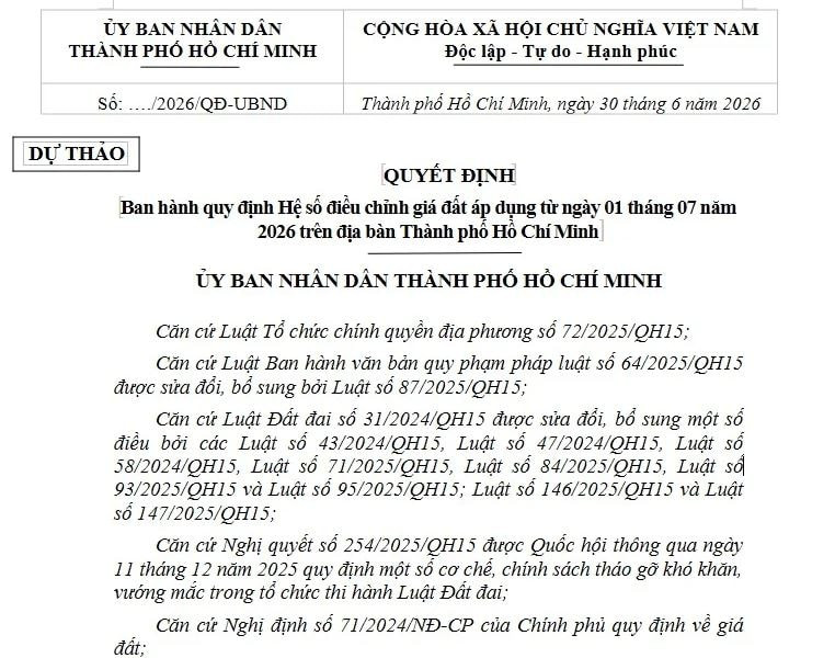 TP. HCM đề xuất hệ số K mới: Giá đất nông nghiệp có nơi tăng hơn 10 lần