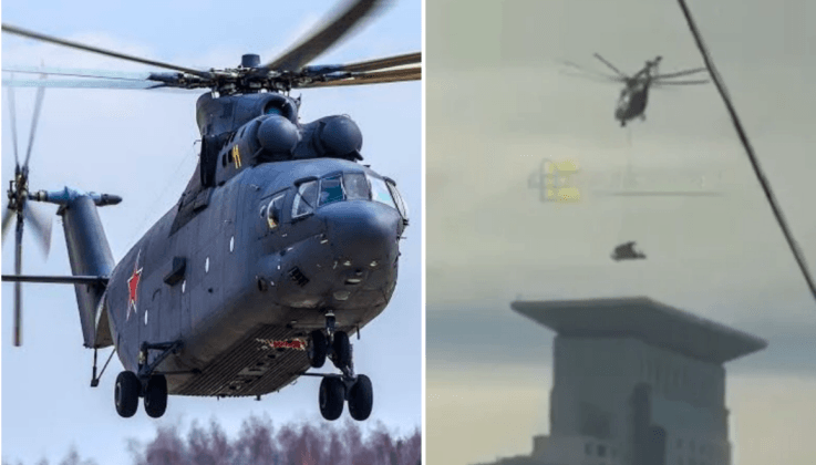 Nga dùng trực thăng Mi-26 đưa hệ thống Pantsir-SMD-E lên nóc nhà tại Moscow