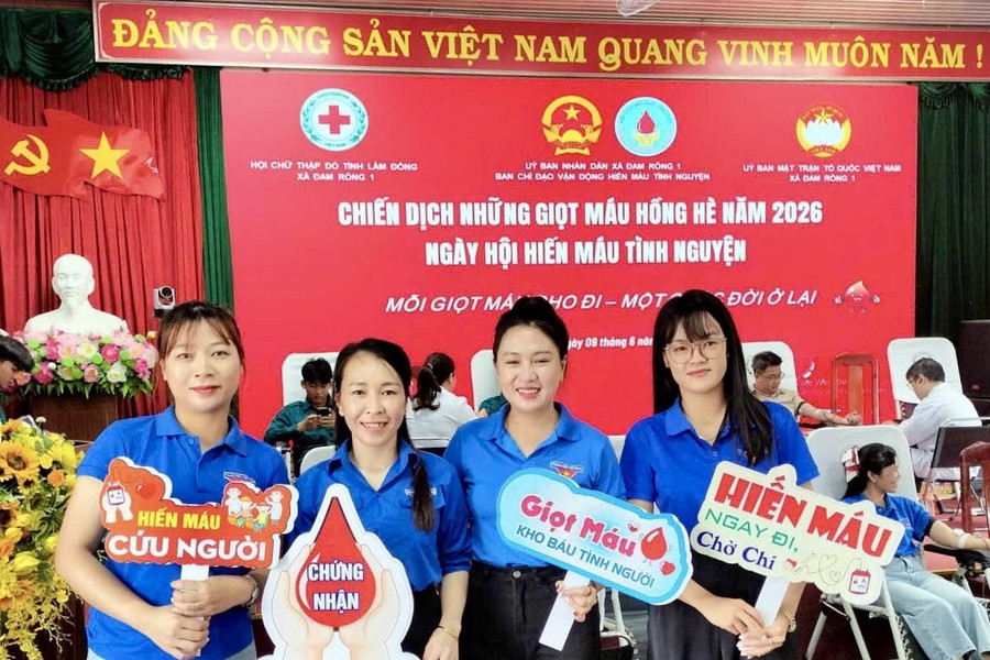 Tiếp nhận 152 đơn vị máu trong Chiến dịch "Những giọt máu hồng hè 2026” ở Đam Rông 1