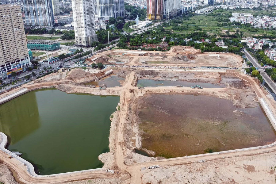 Hồ điều hòa Mễ Trì 370 tỷ đồng tại TP Hà Nội đạt 95% tiến độ, về đích cuối tháng 6