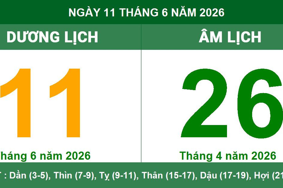 Xem Âm Dương lịch ngày 11/06/2026: Ngày cát bảo thuận lợi cho khởi công và xây dựng