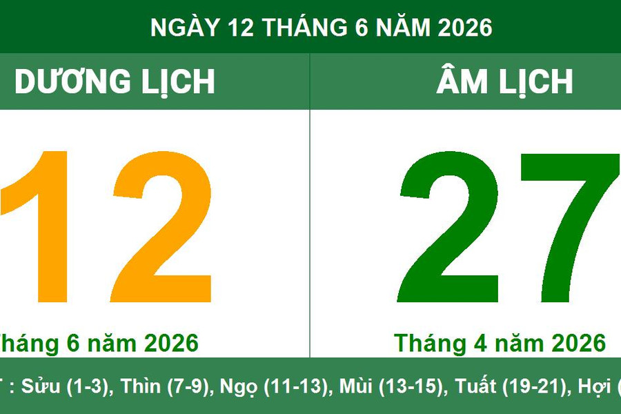 Lịch Âm Dương ngày 12/6/2026: Lưu ý về ngày Tam Nương và khung giờ cát lợi