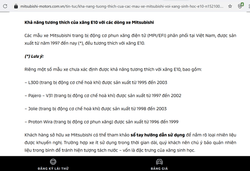 Lộ trình xăng E10: Các hãng xe công bố danh mục tương thích nhưng chưa báo cáo Bộ Công Thương