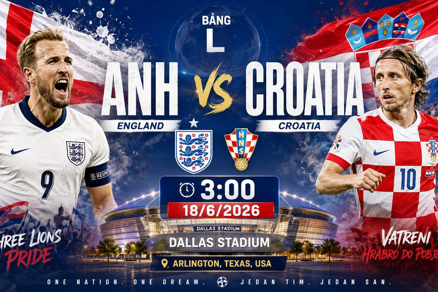 VTV6 VTVgo trực tiếp Anh vs Croatia ngày 18/6/2026