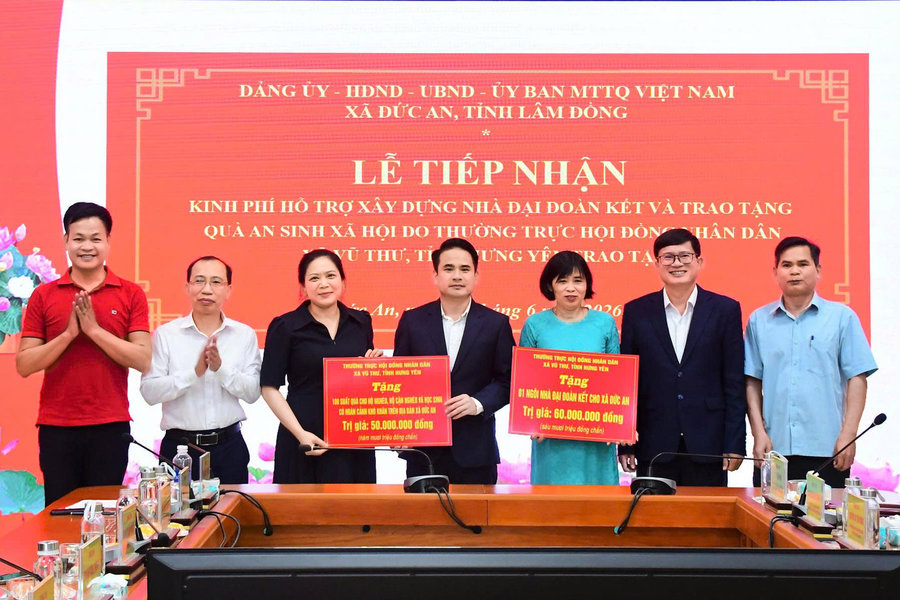 Xã Đức An tiếp nhận 110 triệu đồng hỗ trợ an sinh xã hội