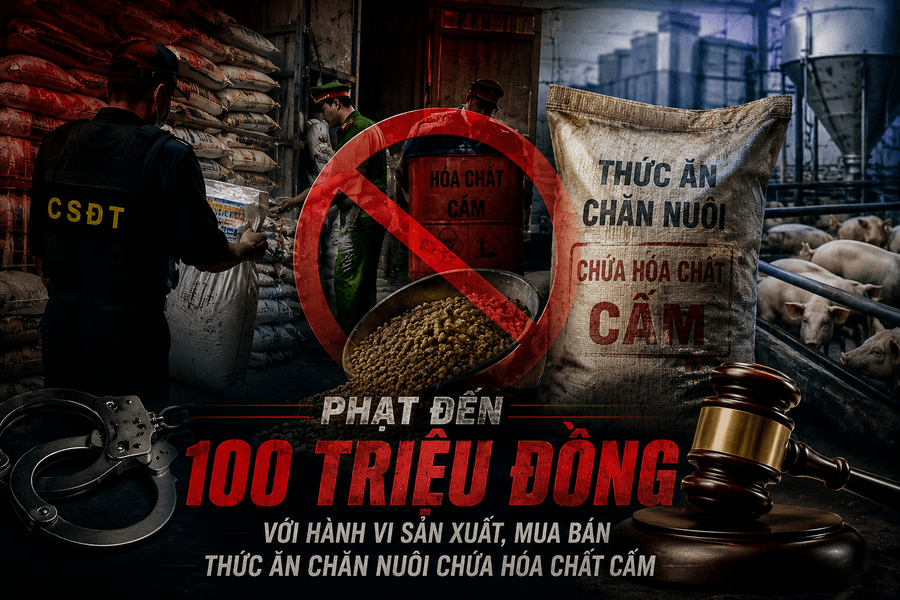 Phạt đến 100 triệu đồng với hành vi sản xuất, mua bán thức ăn chăn nuôi chứa hóa chất cấm