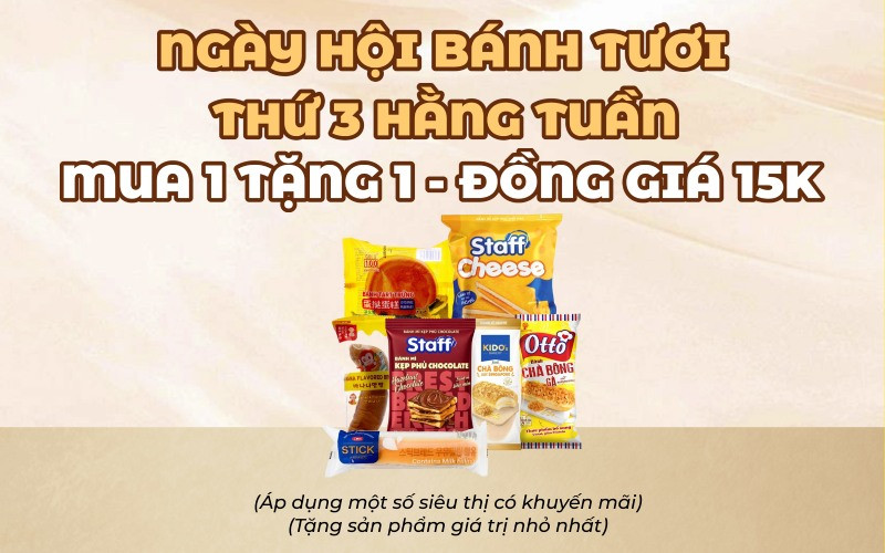 Mẹo mua bánh tươi đồng giá từ 5.000 đồng vào thứ 3 hàng tuần tại Bách hóa XANH