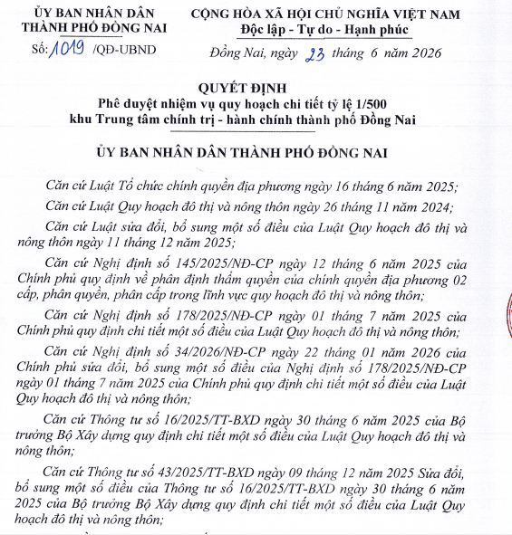 Quy hoạch Trung tâm hành chính mới TP. Đồng Nai 102ha bên sông Đồng Nai