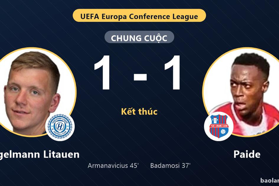 Hegelmann Litauen và Paide chia điểm ở lượt đi vòng loại Conference League