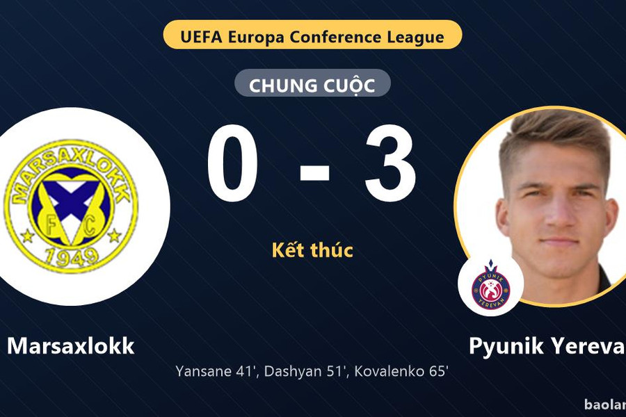 Marsaxlokk sụp đổ trước Pyunik Yerevan ở vòng loại Conference League