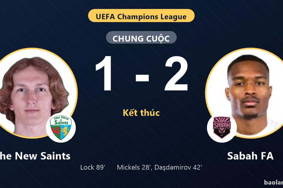 Sabah FA chiếm lợi thế, The New Saints rút ngắn bất thành