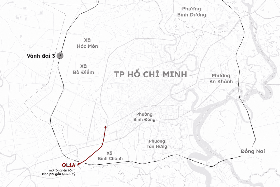 Mở rộng Quốc lộ 1 cửa ngõ phía Tây TP.HCM lên 12 làn xe: Giải tỏa hơn 2.200 hộ dân